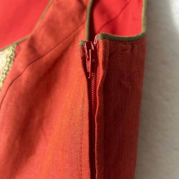 Country Line 34 M/L Women’s Embellished Linen Sheath Dress Red BulgarianART*snag - Picture 11 of 15